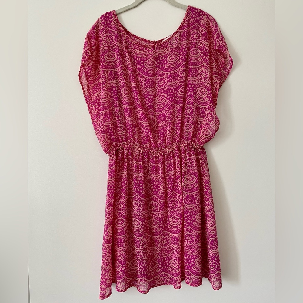 Forever 21 Pink Flower Pattern Print Lined Dress - Size M - XXI